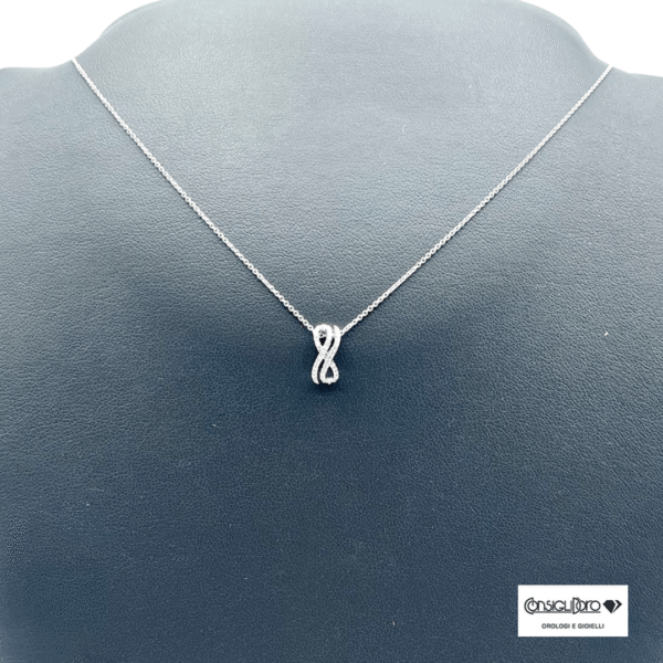 Girocollo oro bianco con in infinito diamanti