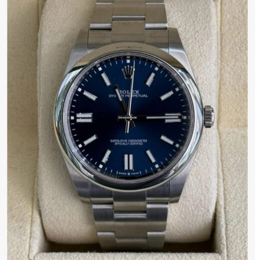 Rolex Oyster Perpetual 41 Certified blu del 2021 full set top condition con documenti e scatola Rolex