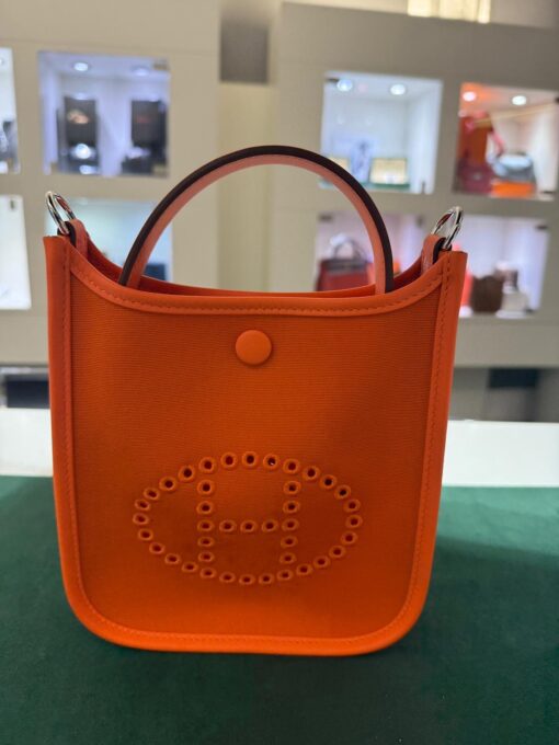 Hermès mini evelyn in tessuto arancio  2025 - Image 6