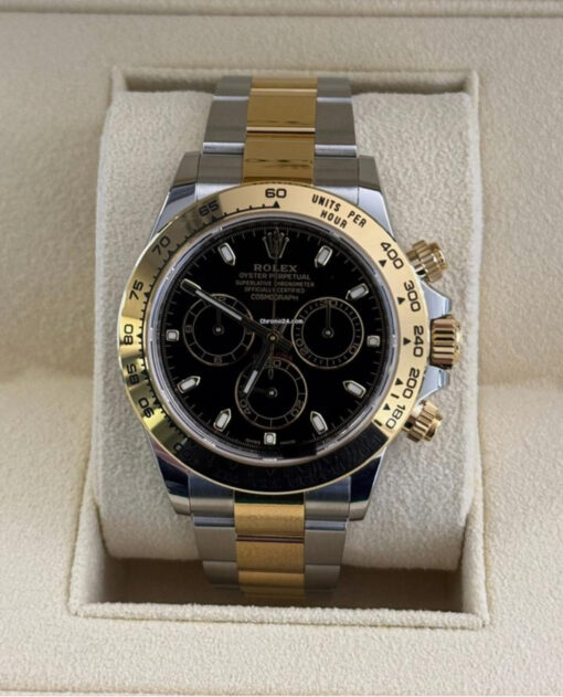 Rolex Daytona NUOVO 2023 mai indossato acciaio oro quadrante nero full set con documenti scatola