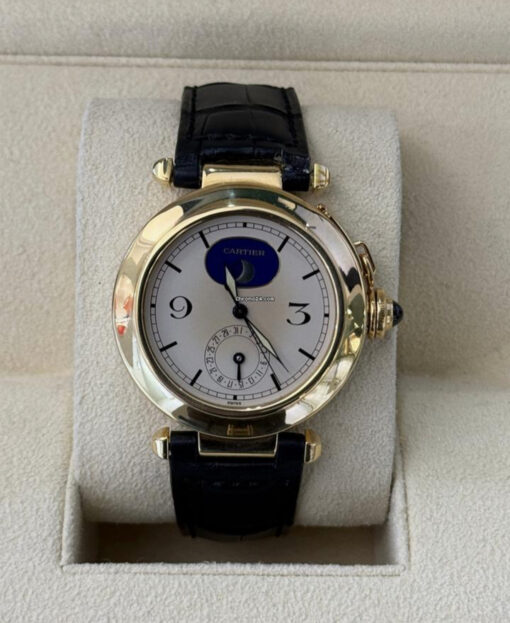 Cartier Pasha 38mm oro giallo 18kt fasi lunari moonphase top condition con scatola Cartier