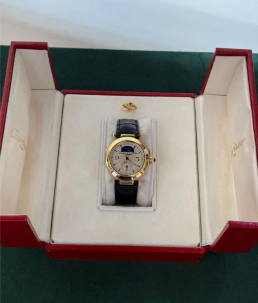 Cartier Pasha 38mm oro giallo 18kt fasi lunari moonphase top condition con scatola Cartier - Image 2