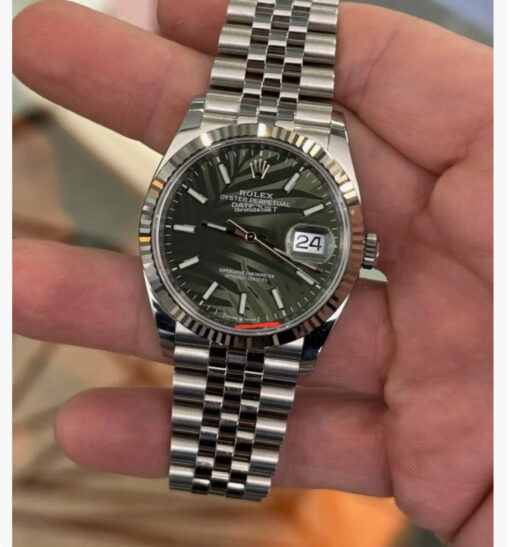 Rolex Datejust 36 green Palm motif dial del 2022 full set excellent condition con documenti - Image 4