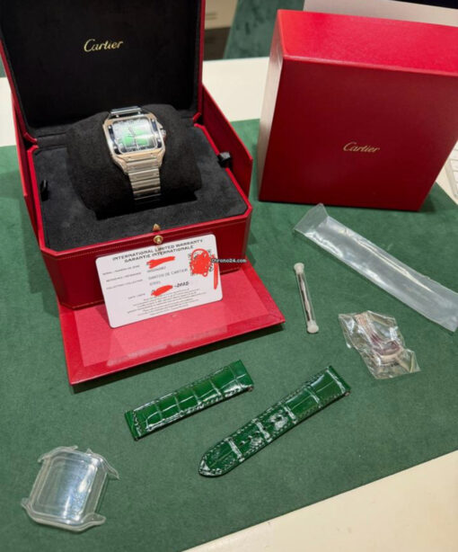 Cartier Santos NUOVO 2025 GREEN dial large size xl full set con documenti e scatola - Image 2