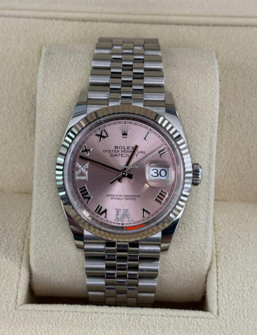 Rolex Datejust 36 quadrante PINK in diamanti ore 6 e 9 del 2022 full set top condition
