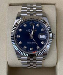 Rolex Datejust 41 NUOVO 2025 Jubilee quadrante blu in diamanti full stickers full set