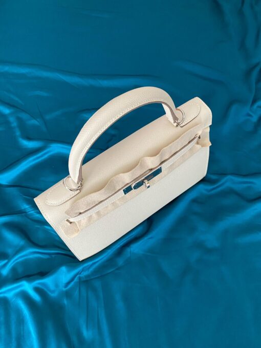 Hermès Kelly 28 sellier veau  pellame epsom NUOVA 2025 Maggio seriale K color Craie panna con hardware palladio - Image 5