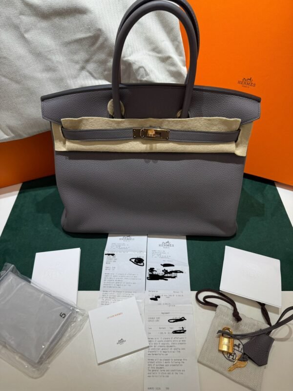 Hermès Birkin 35 veau togo  NUOVA 2019 color ( grey ) hardware Rose gold ( placcatura in oro rosa )
