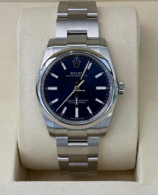 Rolex Oyster Perpetual 34 blu del 2025 NUOVO full set con documenti e scatola Rolex