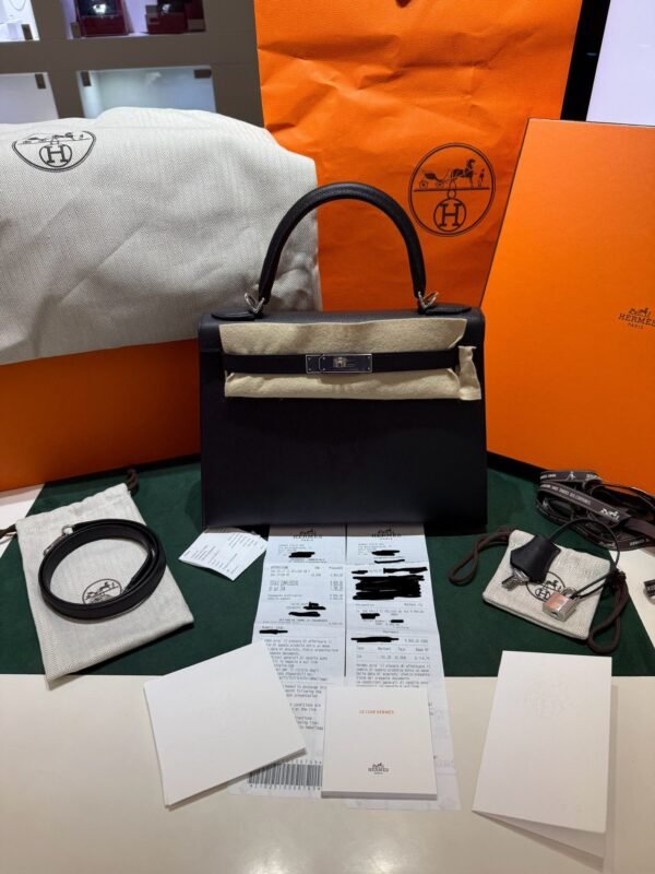 Herm&egrave;s Kelly 28 Sellier veau pellame Epsom NUOVA 2025 Maggio seriale K color NOIR nero