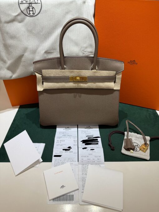 Hermès Birkin 30 retourne veau togo 18 stampa seriale K Nuova Maggio 2025 color ( ETOUPE) - Image 7