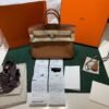Hermès Birkin 25 retourne veau togo gold stampa K NUOVA 2025 colore gold hardware palladio full set con scontrino ufficiale Hermès pellicole stickers ovunque .