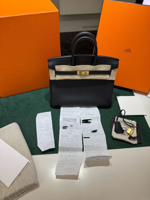 Hermès Birkin 25 retourne veau togo noir stampa B MAI INDOSSATA 2024 colore nera hardware palladio full set con scontrino ufficiale Hermès pellicole stickers ovunque . - Image 3