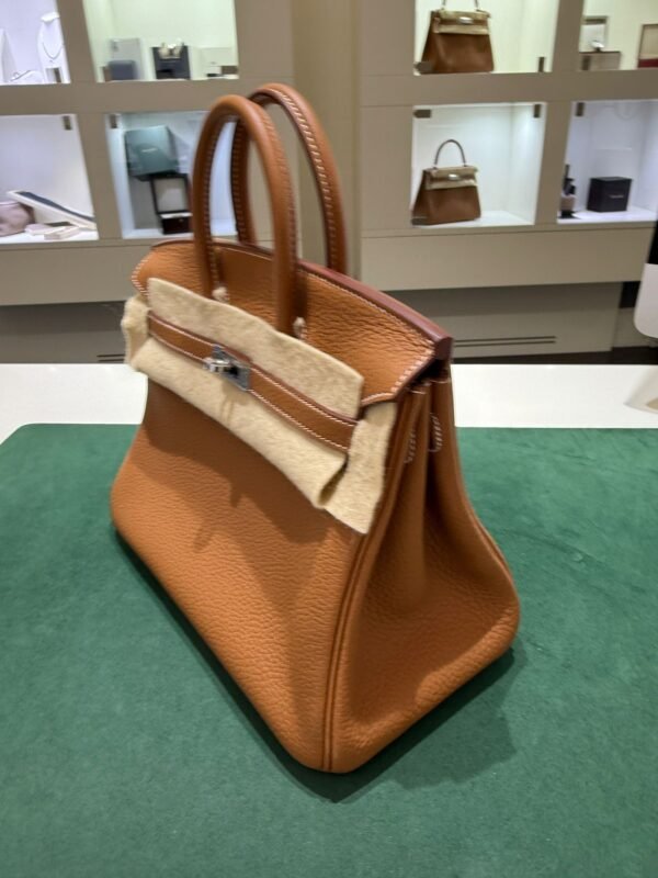 Hermès Birkin 25 retourne veau togo gold stampa K NUOVA 2025 colore gold hardware palladio full set con scontrino ufficiale Hermès pellicole stickers ovunque .