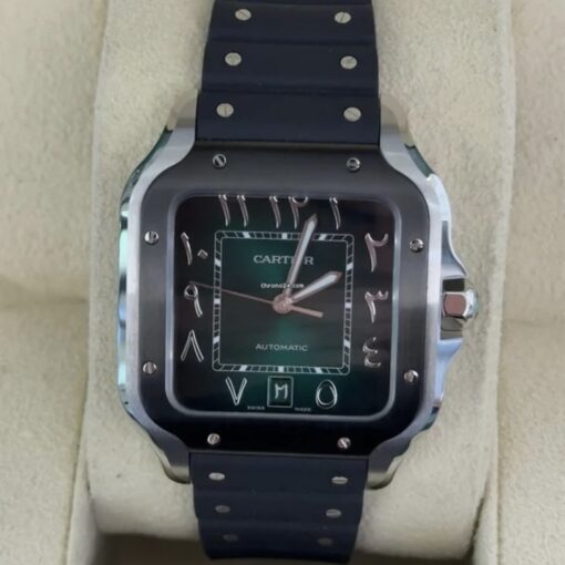 Cartier Santos Large NUOVO 2025 green arabic dial 40mm full set con documenti e scatola