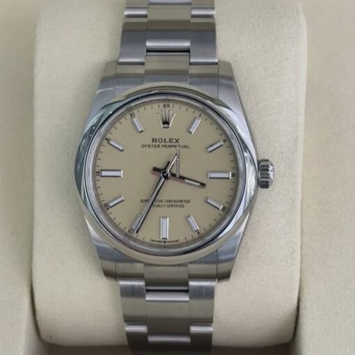 Rolex Oyster Perpetual 34 Beige dial NEW MODEl 2025 Giugno NUOVO full set con documenti scatola