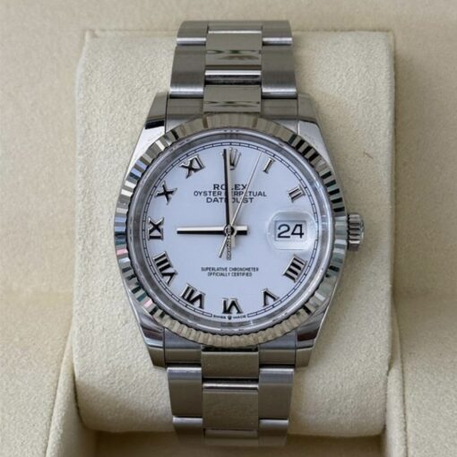 Rolex Datejust 36 bianco white del 2021 oyster full set top condition con documenti e scatola