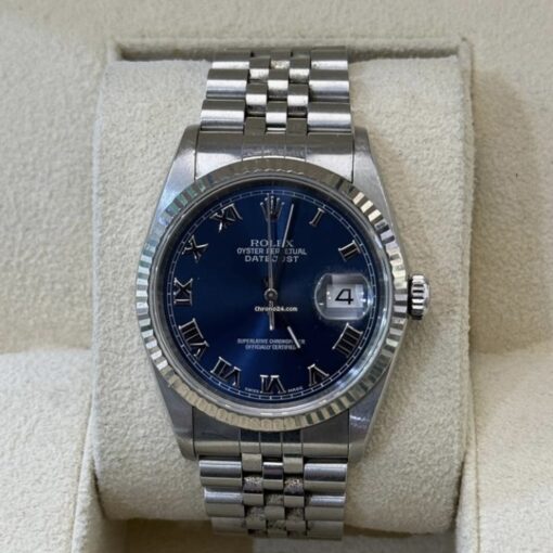 Rolex Datejust 36 quadrante BLU del 2001 Jubilee full set top condition con documenti e scatola