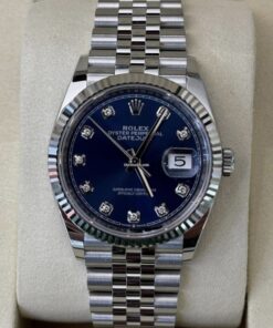 Rolex Datejust 36 NUOVO 2025 Giugno Italia Jubilee quadrante blu in diamanti full set documenti