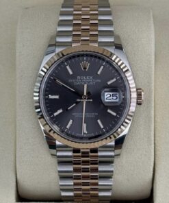Rolex Datejust 36 NUOVO 2025 ardesia grigio jubilee Luglio acciao oro rosa full set documenti
