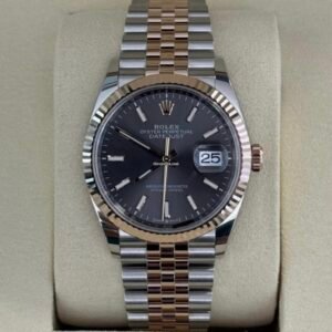 Rolex Datejust 36 NUOVO 2025 ardesia grigio jubilee Luglio acciao oro rosa full set documenti