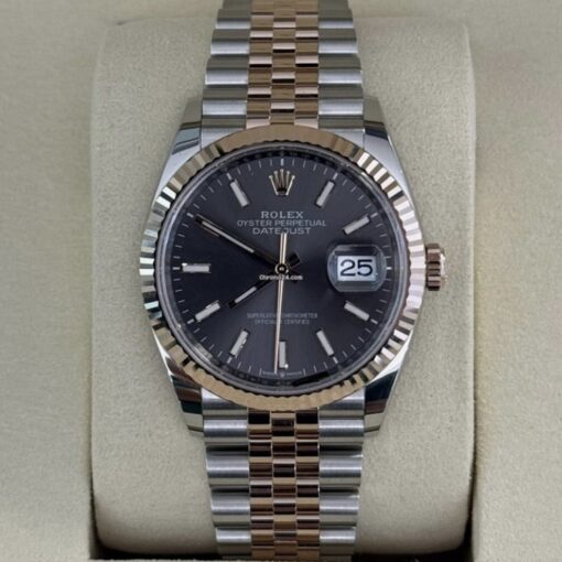 Rolex Datejust 36 NUOVO 2025 ardesia grigio jubilee Luglio acciao oro rosa full set documenti