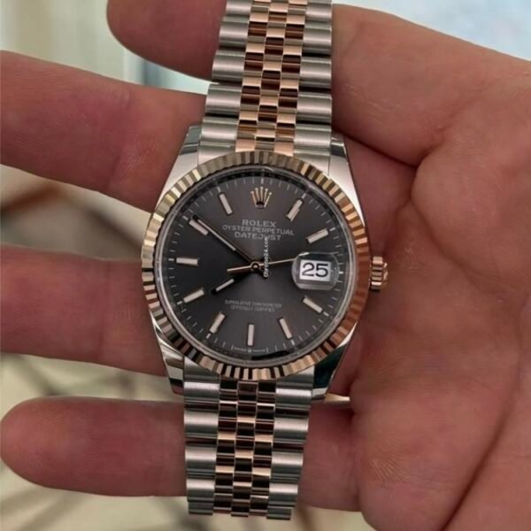 Rolex Datejust 36 NUOVO 2025 ardesia grigio jubilee Luglio acciao oro rosa full set documenti