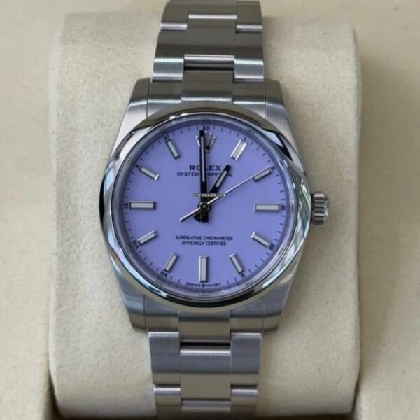Rolex Oyster Perpetual 34 Lavender dial NEW MODEL 2025 NUOVO full set con documenti scatola