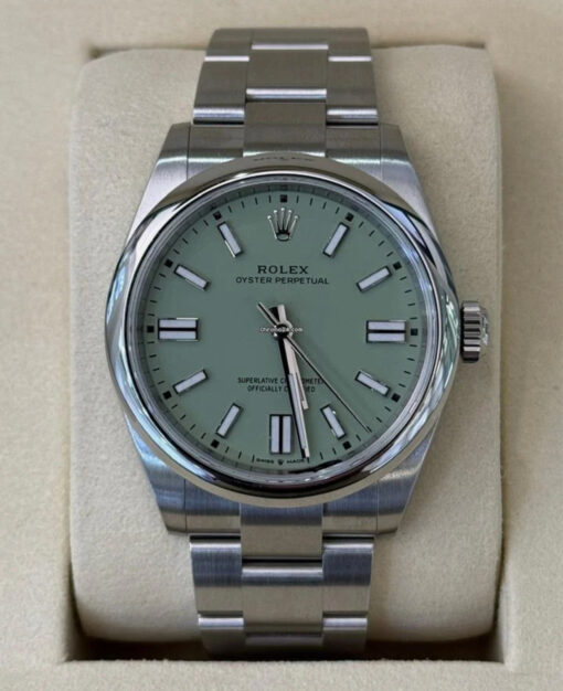 Rolex Oyster Perpetual PISTACHIO Stainless Dial (2025) NUOVA Luglio Italia full set