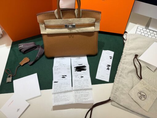 Hermès Birkin 25 retourne veau togo noir stampa B MAI INDOSSATA 2024 colore nera hardware palladio full set con scontrino ufficiale Hermès pellicole stickers ovunque - Image 4