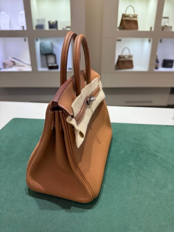 Hermès Birkin 25 retourne veau togo gold stampa K NUOVA 2025 colore gold hardware palladio full set con scontrino ufficiale Hermès pellicole stickers ovunque .