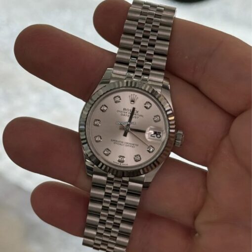 Rolex Datejust 31 NUOVO 2025 Jubilee quadrante in diamanti argentè full set con documenti - Image 5