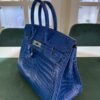 WhatsApp Image 2025-07-31 at 17.39.51 (3) Hermès Birkin 25 crocodile poro porosus lisse stampa U second hand colore blue hardware palladio full set con scontrino ufficiale Hermès