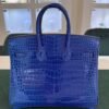 WhatsApp Image 2025-07-31 at 17.39.52 (4) Hermès Birkin 25 crocodile poro porosus lisse stampa U second hand colore blue hardware palladio full set con scontrino ufficiale Hermès