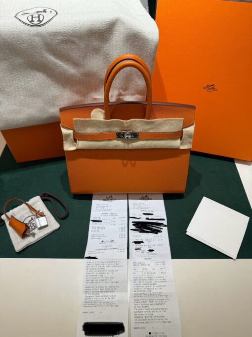 Hermès Birkin 25 sellier veau epsom arancio orange stampa K NUOVA 2025 - Image 7