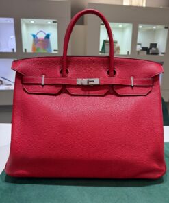 Birkin 40 pellame Togo retourne colore rouge casaque Full stickers full pellicole second hand pari al nuovo hardware palladio