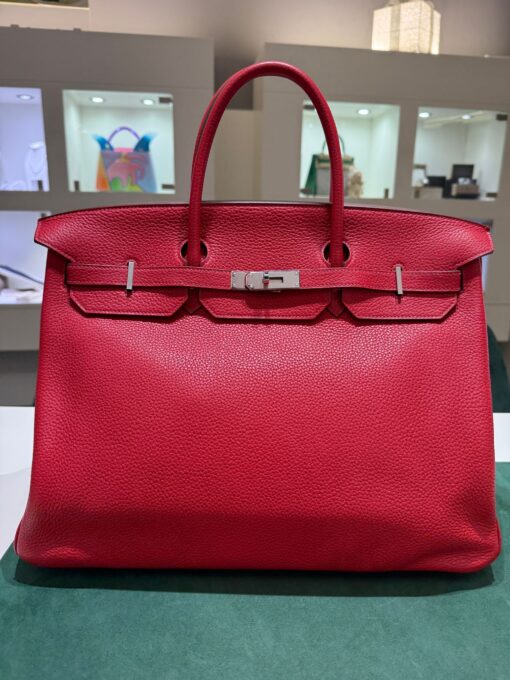 Birkin 40 pellame Togo retourne colore rouge casaque Full stickers full pellicole second hand pari al nuovo hardware palladio