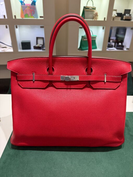 Birkin 40 pellame Togo retourne colore rouge casaque Full stickers full pellicole second hand pari al nuovo hardware palladio - Image 2