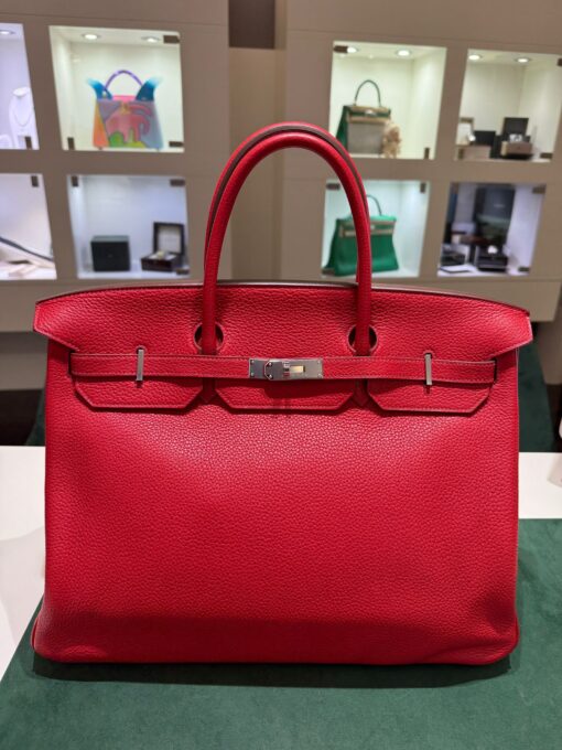 Birkin 40 pellame Togo retourne colore rouge casaque Full stickers full pellicole second hand pari al nuovo hardware palladio - Image 4