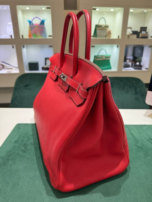 Birkin 40 pellame Togo retourne colore rouge casaque Full stickers full pellicole second hand pari al nuovo hardware palladio - Image 6
