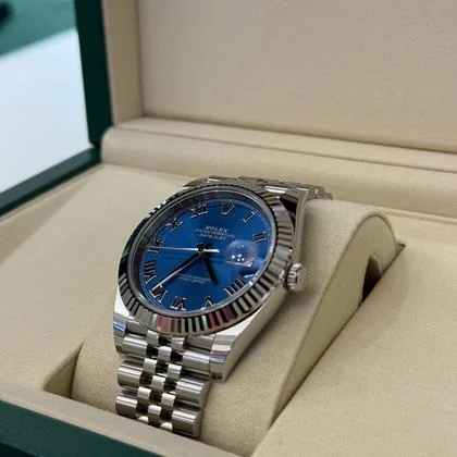 Rolex Datejust 41 NUOVO 2025 Luglio Jubilee blu roman dial ( azzurro ) full set con documenti - Image 4