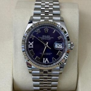 Rolex Datejust 36 NUOVO Jubilee 2025 quadrante viola aubergine con diamanti ore 6 e 9 full set