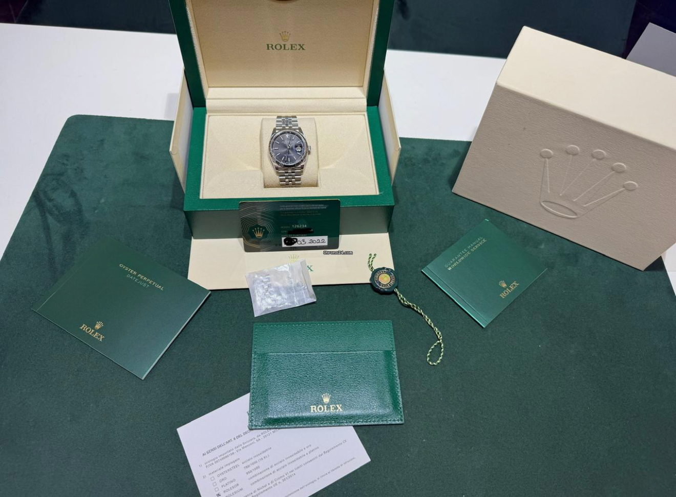 Rolex Datejust 36 36mm del 2022 Italia jubilee quadrante nero card verde full set top condition - Image 2
