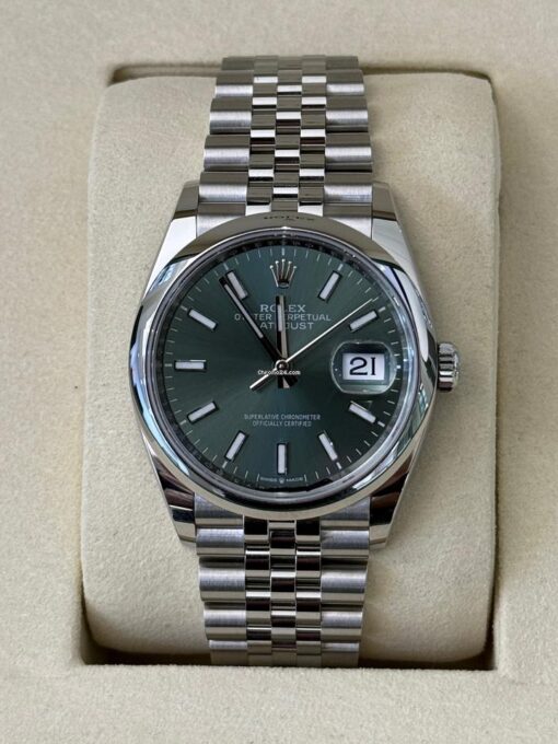 Rolex Datejust 36 NUOVO 2025 Agosto Jubilee verde green menta full set con documenti e scatola