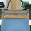 Hermès Kelly 25 retourne swift Nuova Dicembre 2024 stampa W color azzurro Tiffany