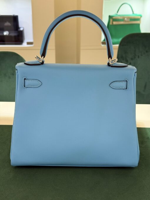 Hermès Kelly 25 retourne swift Nuova Dicembre 2024 stampa W color azzurro Tiffany - Image 8