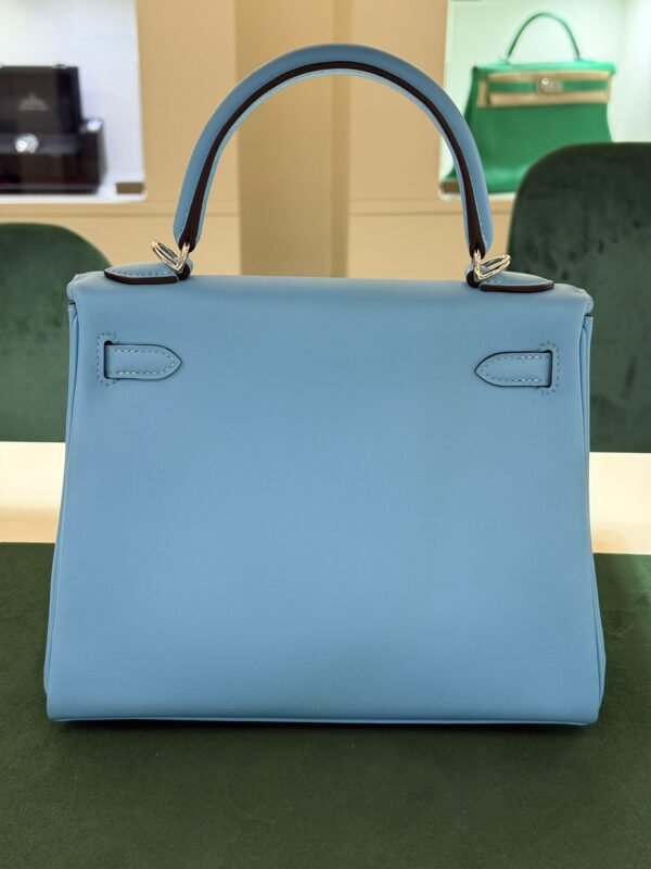 Hermès Kelly 25 retourne swift Nuova Dicembre 2024 stampa W color azzurro Tiffany