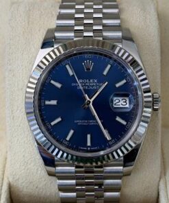 Rolex Datejust 41 quadrante blu indici del 2019 full set top condition con documenti e scatola
