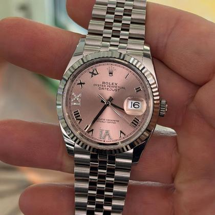 Rolex Datejust 36 NUOVO Jubilee 2025 quadrante Pink rosa con diamanti ore 6 e 9 full set - Image 4