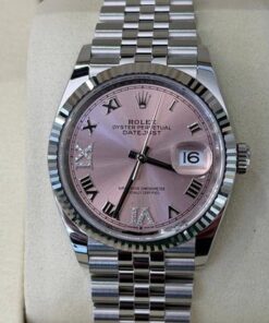 Rolex Datejust 36 NUOVO Jubilee 2025 quadrante Pink rosa con diamanti ore 6 e 9 full set